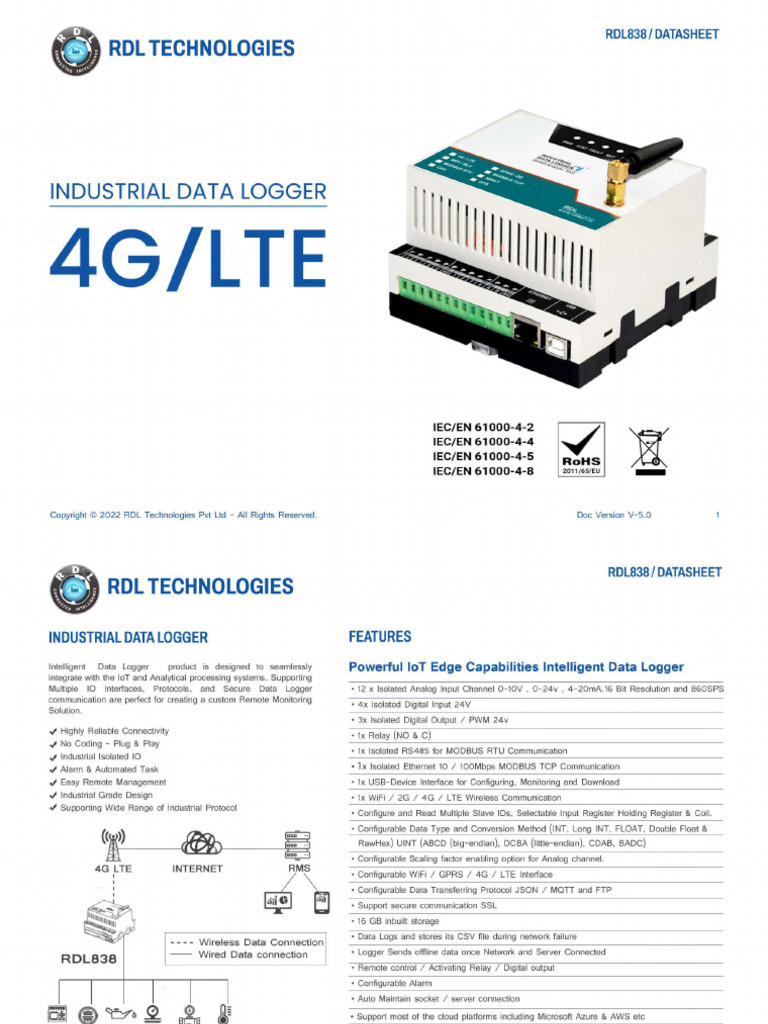 Industrial Data Logger 4G LTE Brochure Version | PDF