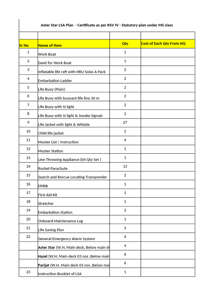Aster Star LSA Plan Overview | PDF | Water Transport | Ships