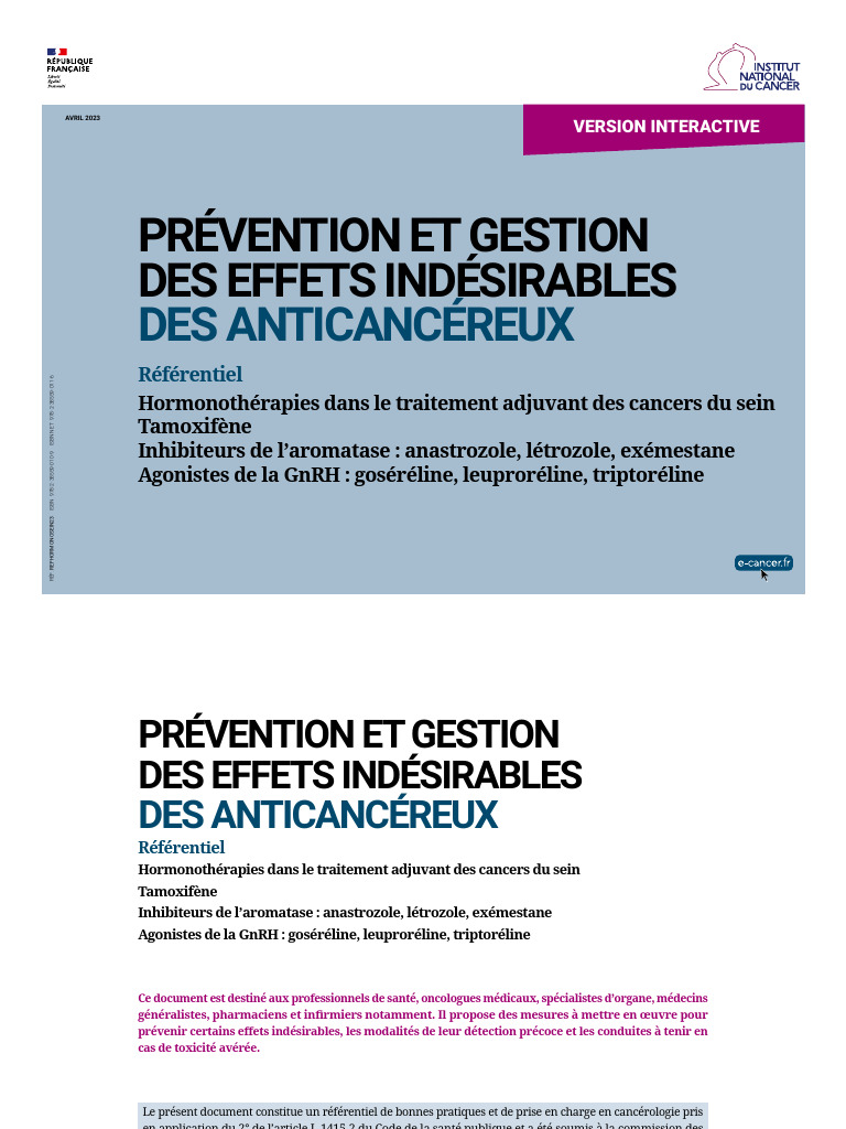 Gestion des effets indésirables en oncologie | PDF | Cancer du sein ...