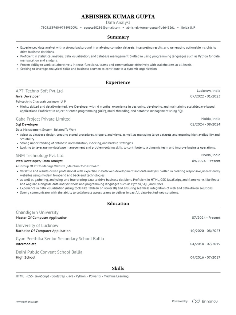 Data Analyst Resume: Skills & Experience | PDF | Machine Learning ...