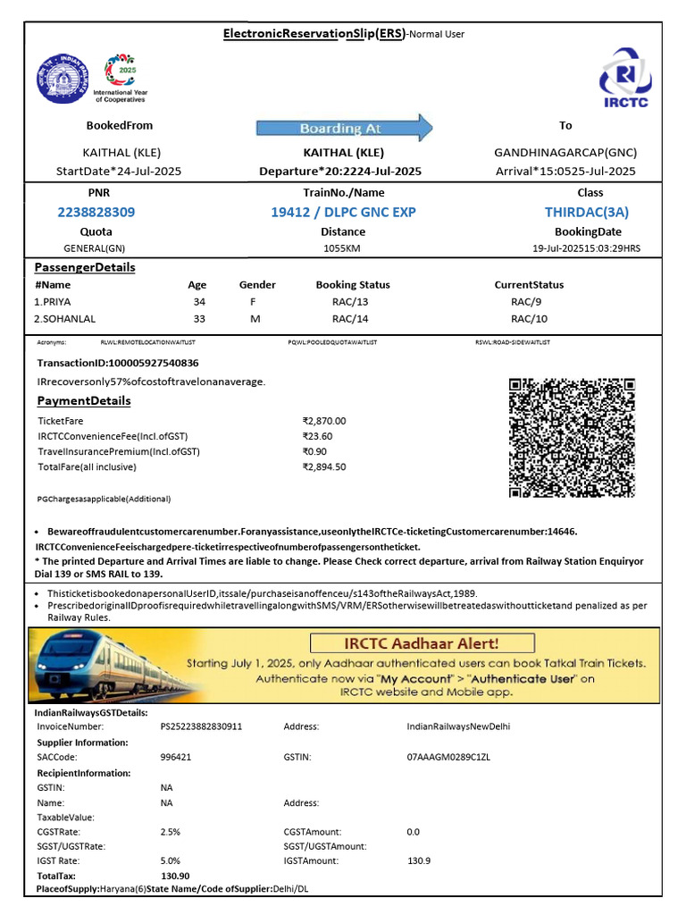 Online Train Ticket Confirmation | PDF | Identity Document | Authentication