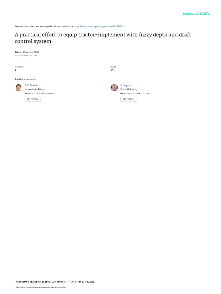 A Practical Effort To Equip Tractor-Implement With Fuzzy Depth and ...