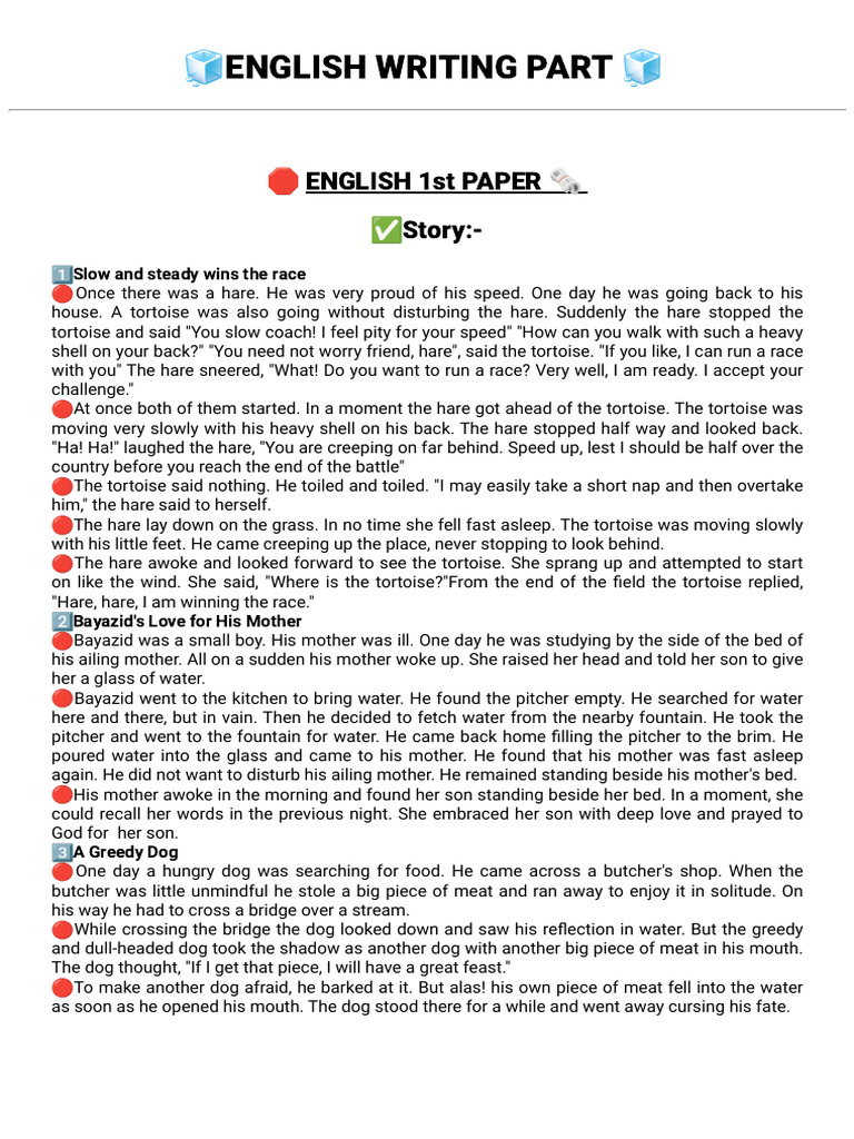 English Story Writing Examples | PDF | Traffic Congestion | Teachers