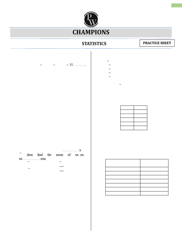 Practice Sheet 12. Statistics Maths SPRINT | PDF | Pandemic