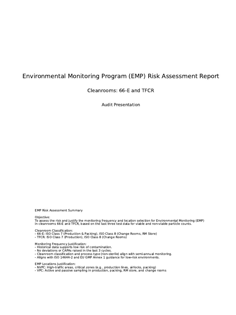 EMP Risk Assessment for Cleanrooms 66-E & TFCR | PDF