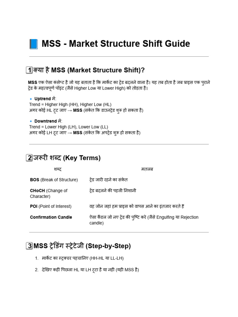 ? MSS - Market Structure Shift Guide | PDF