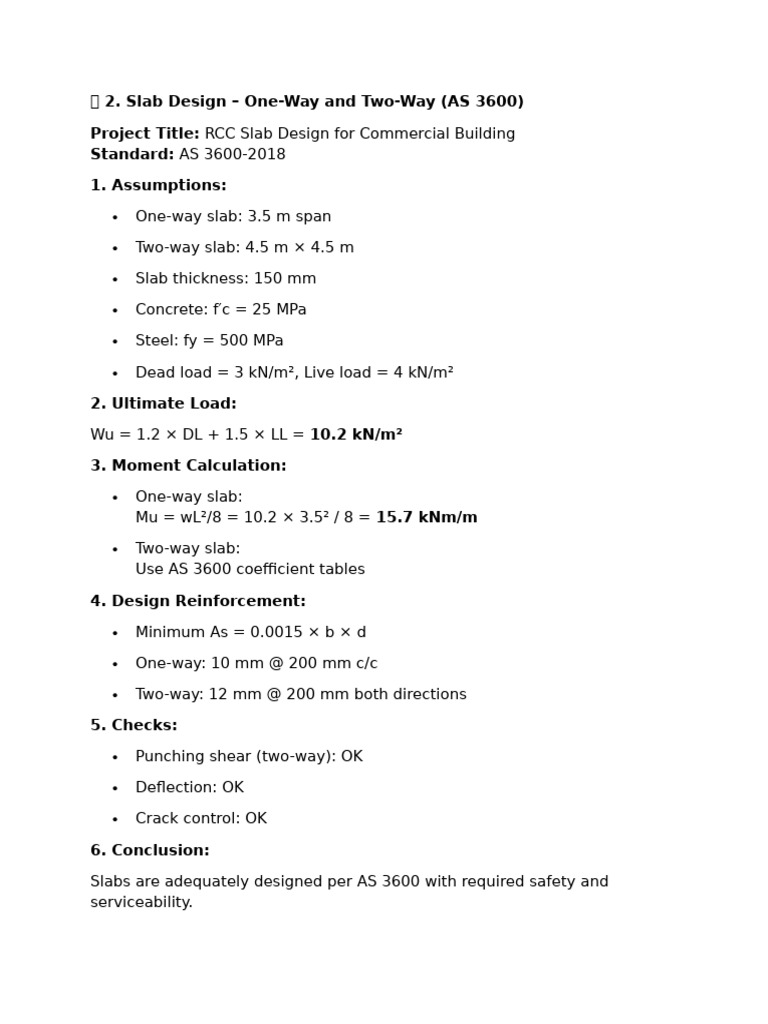 RCC Slab Design: One-Way vs Two-Way | PDF
