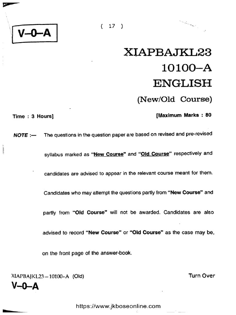 JK Bose Class 11 English 10100 A 2023 | PDF
