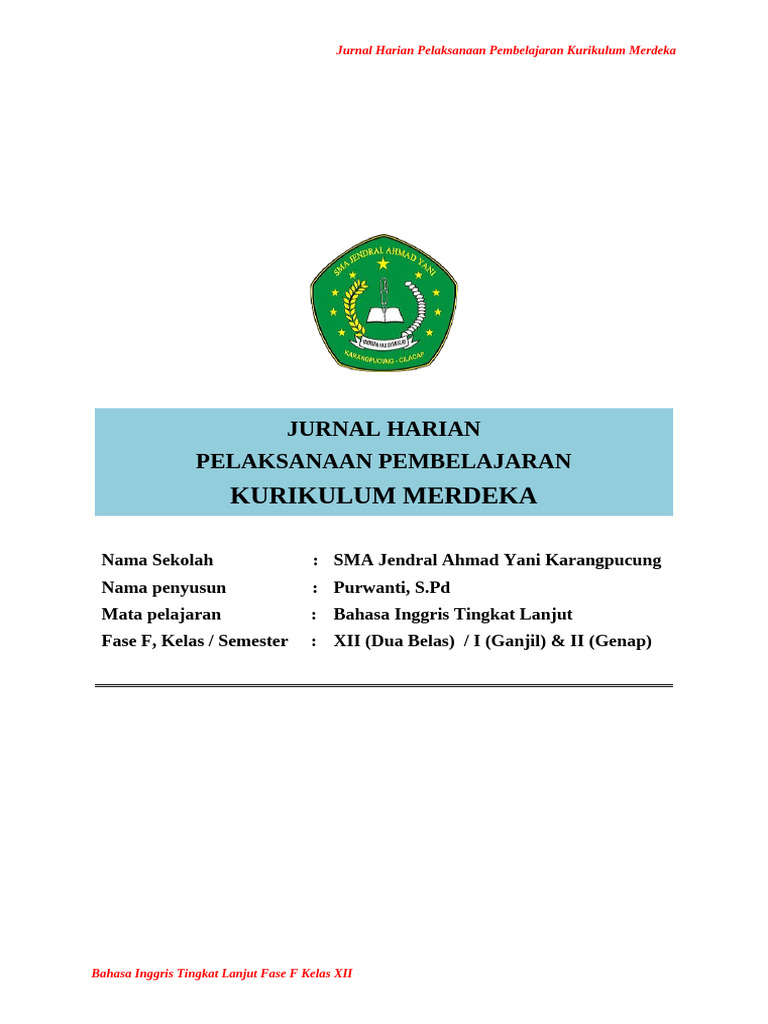 Jurnal Mengajar Harian Kurikulum Merdeka | PDF