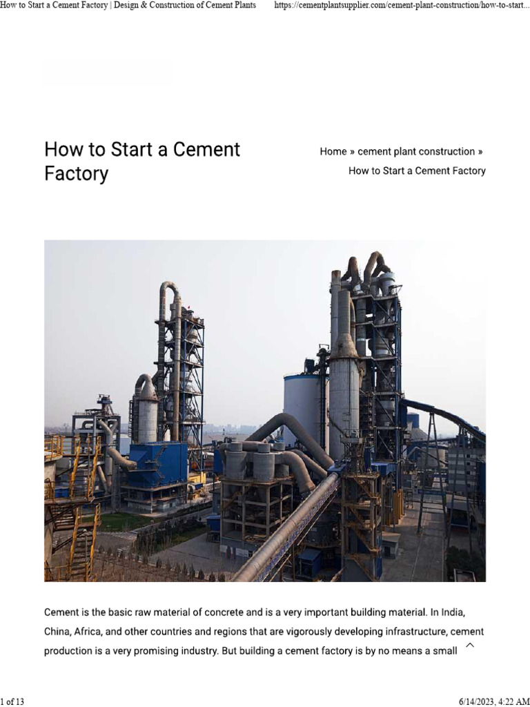 How To Start A Cement Factory - Design & Construction of Cement Plants ...