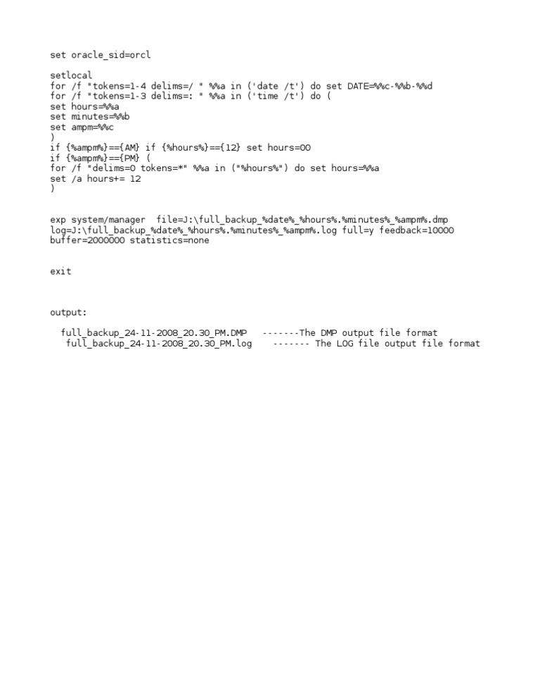 Oracle Backup Script Guide | PDF | Computers