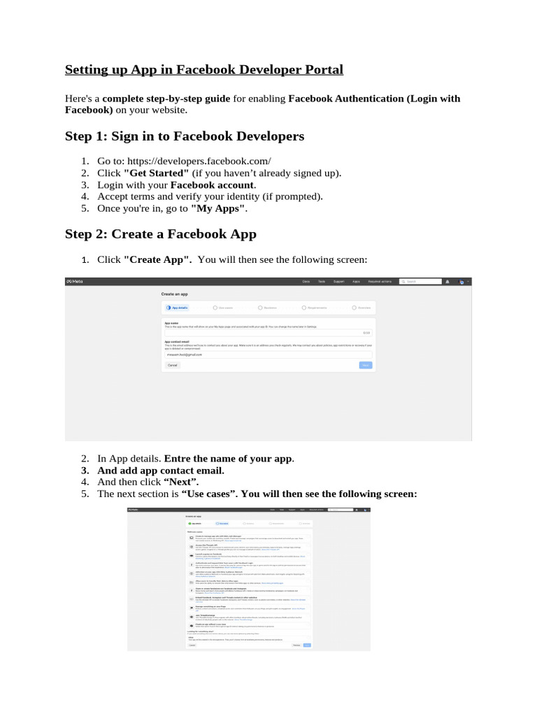 Facebook App Setup Guide | PDF | Icon (Computing) | Facebook