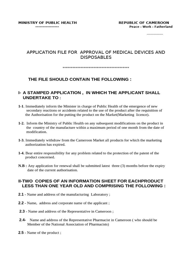 Application File For Approval of Medical Devices and Disposables | PDF