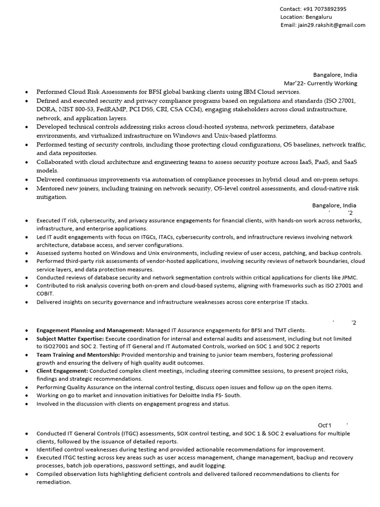 Cloud Security and IT Risk Expert Resume | PDF | Cloud Computing ...