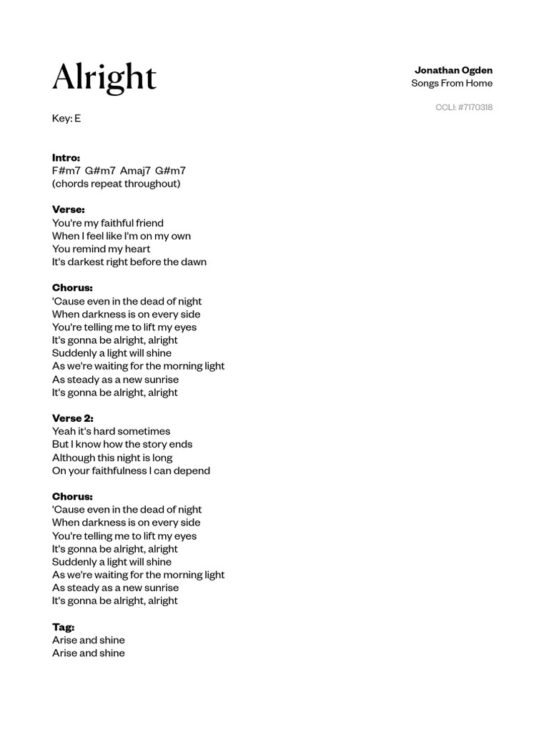 Alright - Jonathan Ogden Chords | PDF