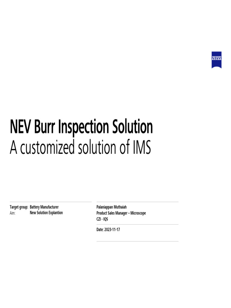 Burr Inspetion Solution - V1 | PDF | Zoom Lens | Autofocus
