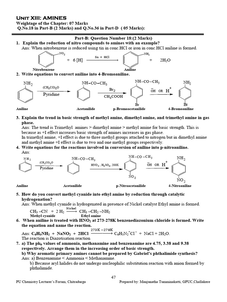 Amines: Reactions and Properties Explained | PDF | Amine | Methyl Group