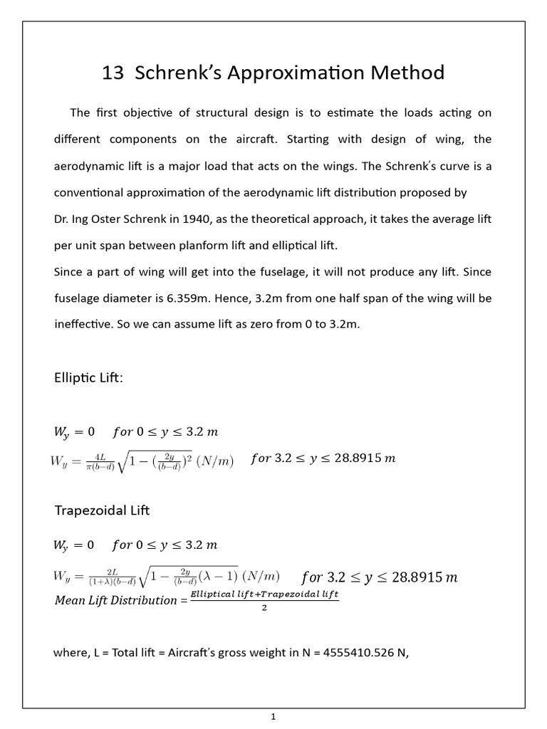 Schrenk's Approximation Method for Lift | PDF | Lift (Force) | Wing