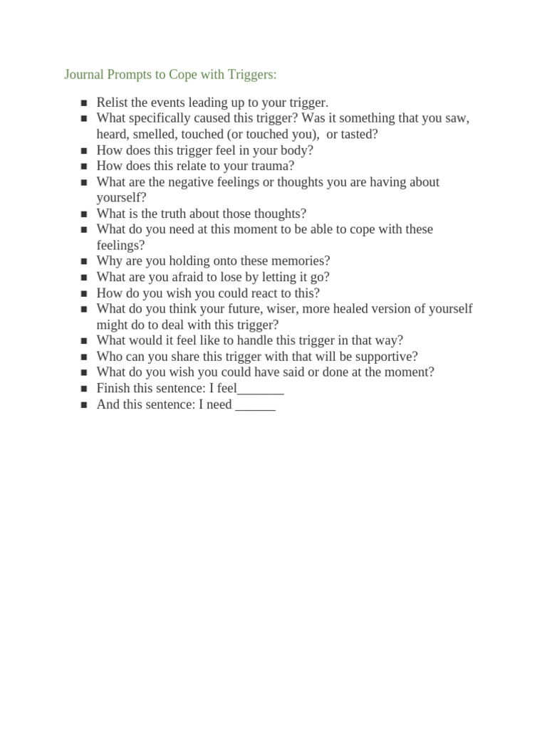 Journal Prompts for Trauma Triggers | PDF