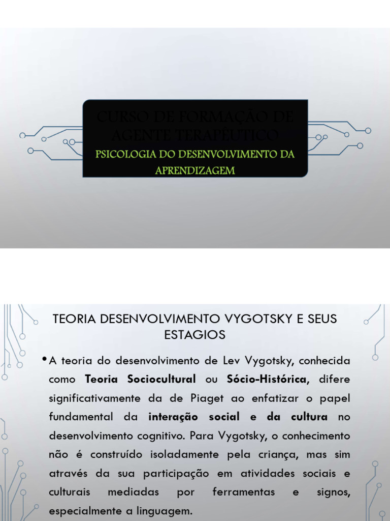 Teoria de Vygotsky no Desenvolvimento Cognitivo | PDF