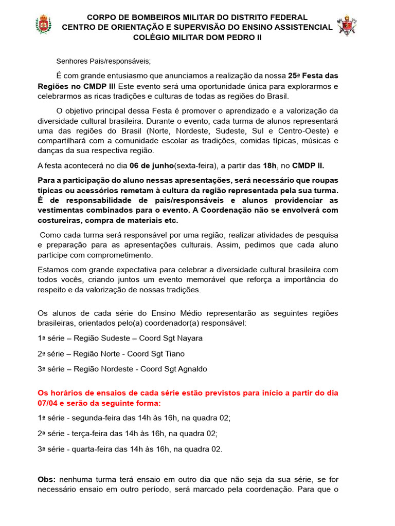 25ª Festa das Regiões no CMDP II | PDF | Brasil