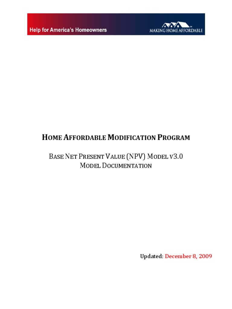 Hamp NPV Model 3.0 12.9.09 | PDF | Home Affordable Modification Program ...