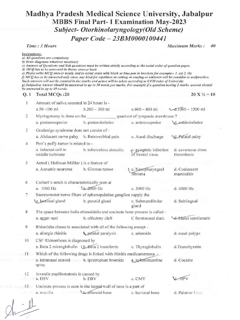 Mbbs Final Part-I May 23 Os 23bm0000100441-Compressed | PDF