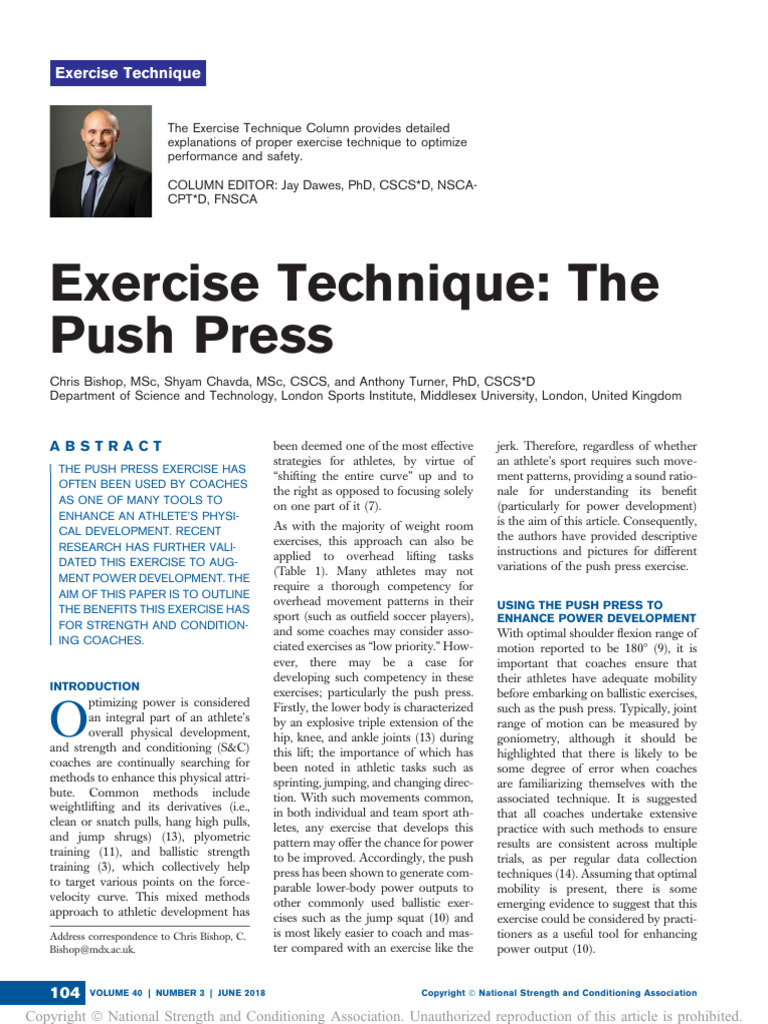 Push Press Technique for Power Development | PDF | Strength Training ...