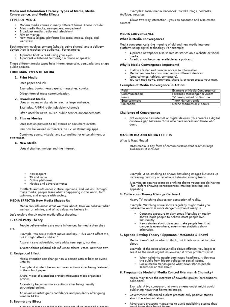 Types of Media Reading and Activity | PDF | Mass Media | Technological ...