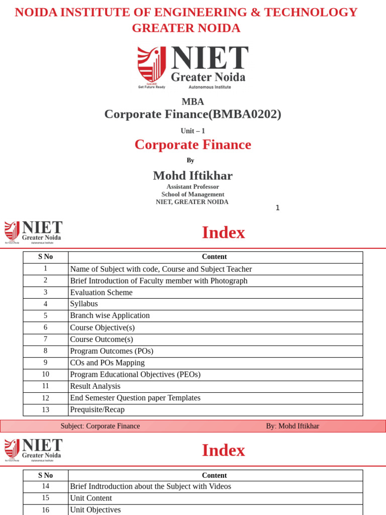 Corporate Finance Course Overview | PDF | Dividend | Corporate Governance