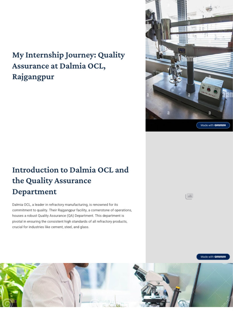 Internship in Quality Assurance at Dalmia OCL | PDF | Analytical ...