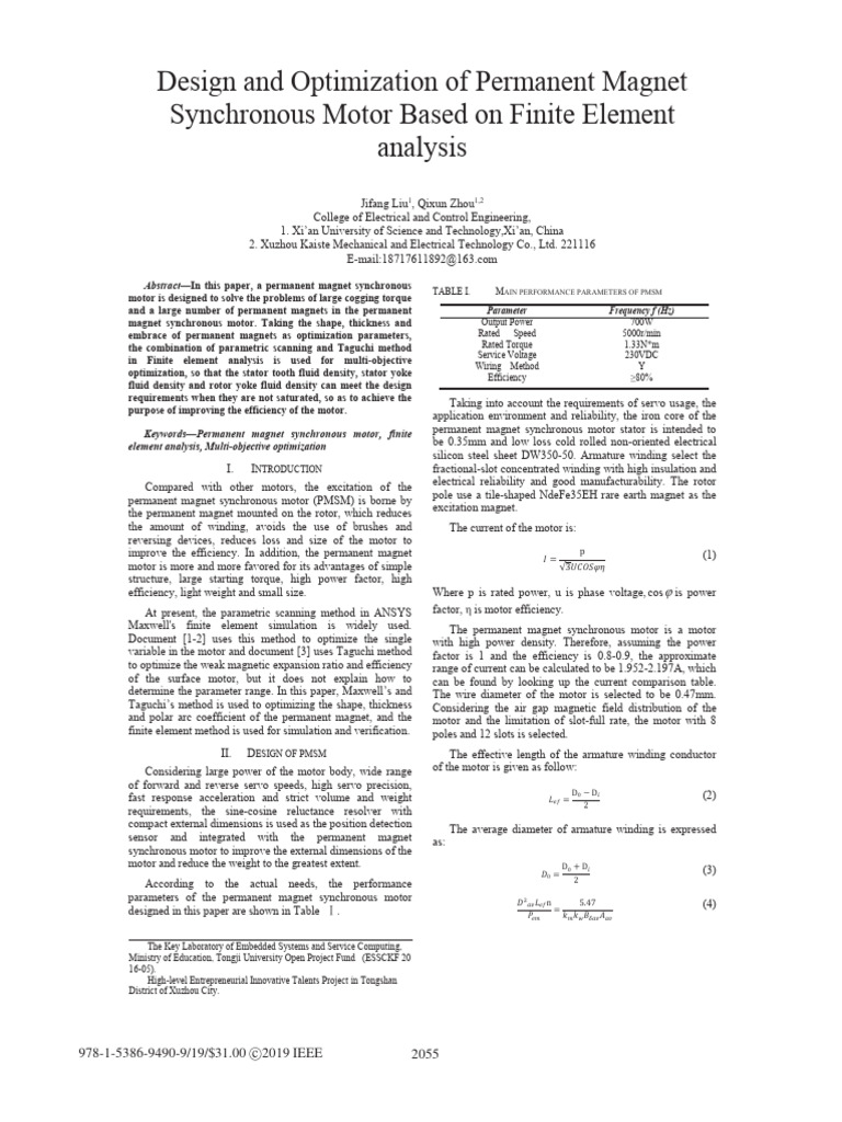 Optimizing Permanent Magnet Synchronous Motor | PDF | Electric Motor ...