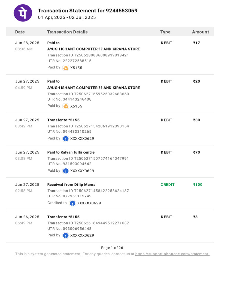Transaction Statement Summary 2025 | PDF | Debit Card | Debits And Credits