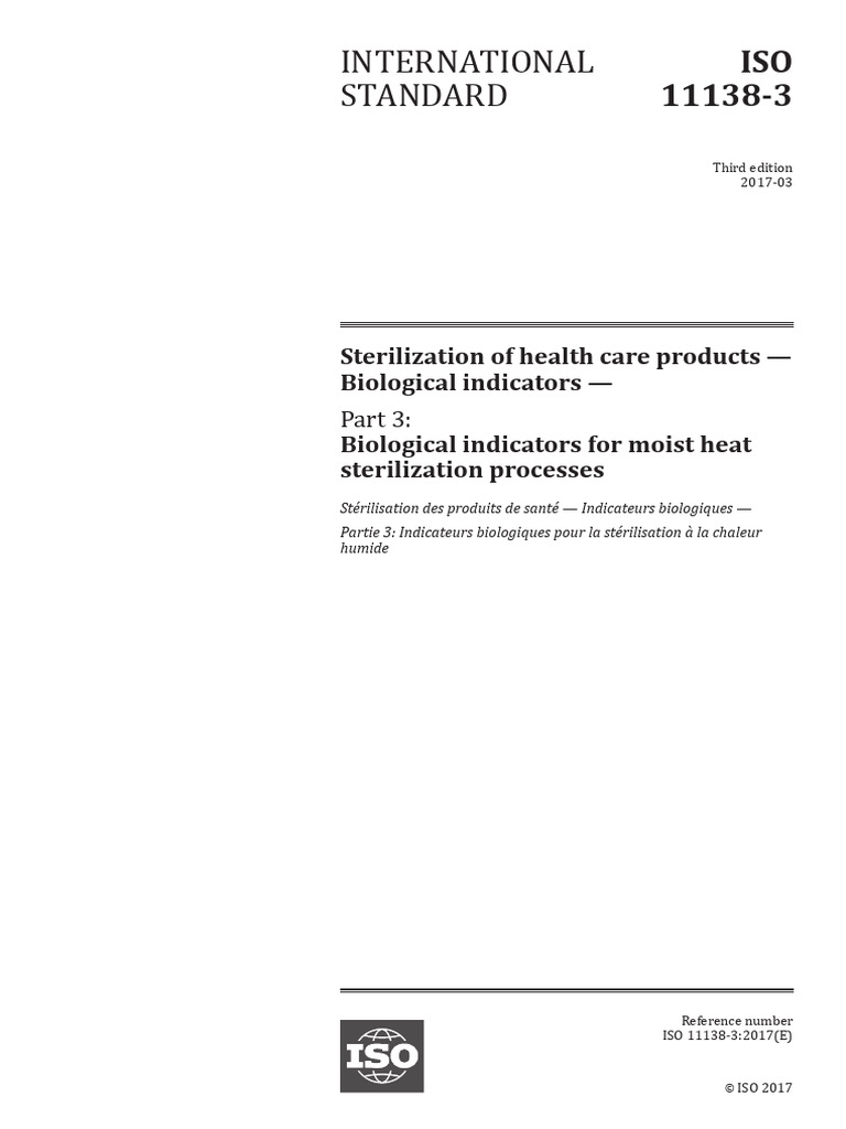 ISO 11138-3: Biological Indicators for Sterilization | PDF ...