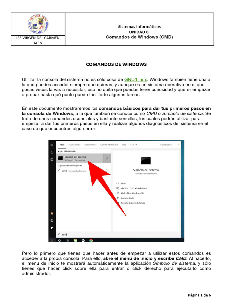Comandos Básicos de CMD en Windows | PDF | Archivo de computadora ...