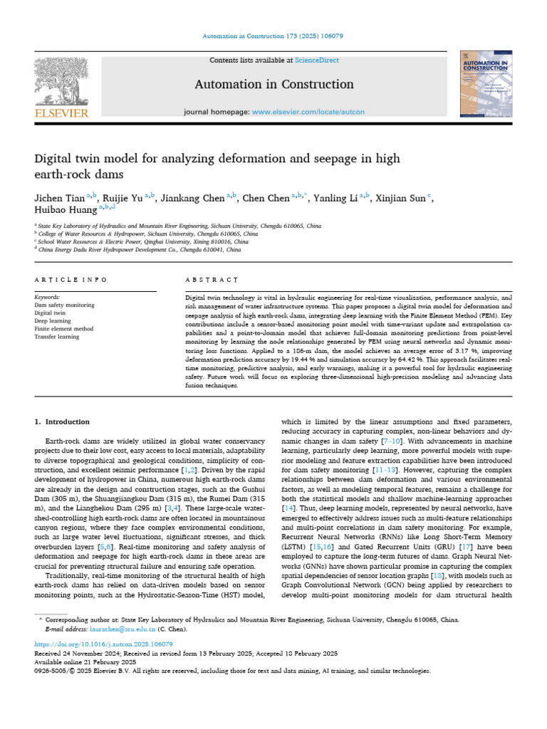 Digital Twin Model for Dam Safety Analysis | PDF | Finite Element ...