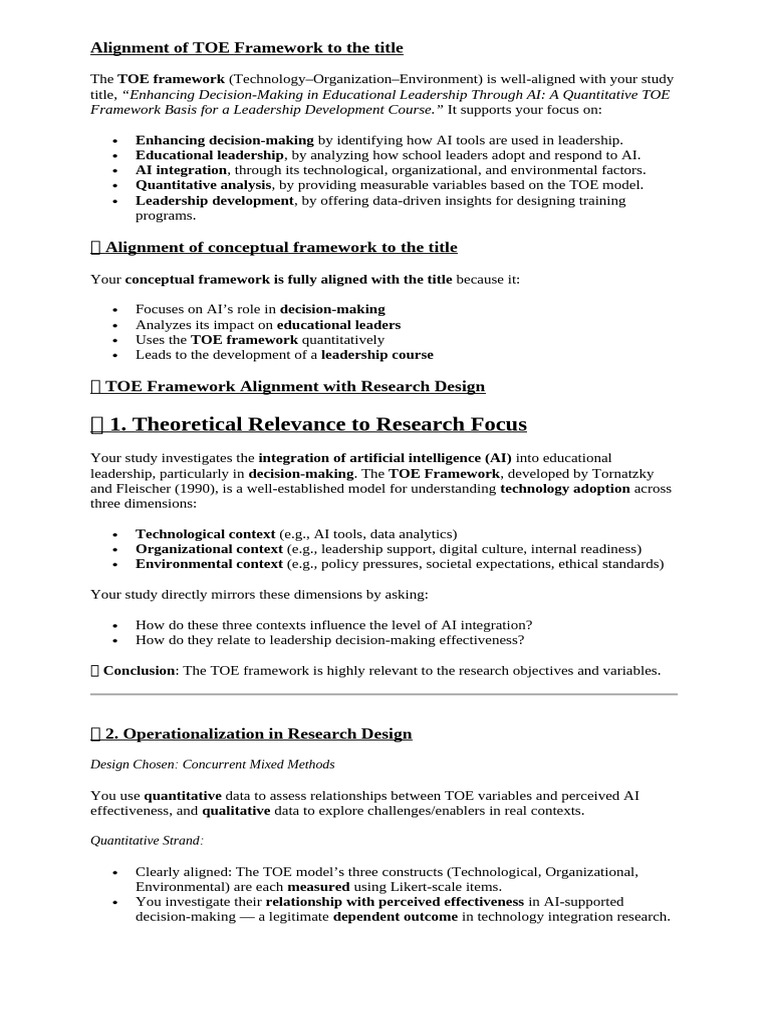 TOE Framework for AI in Education | PDF | Quantitative Research ...