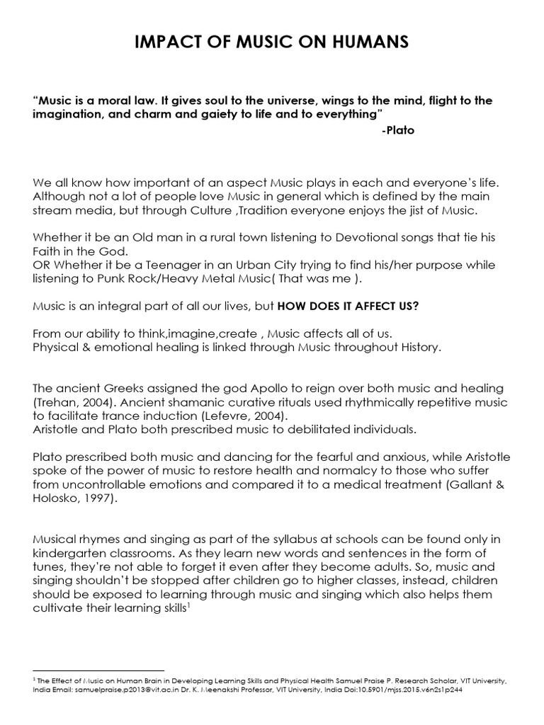 Effects of Music on Human Emotions | PDF | Tempo | Psychology