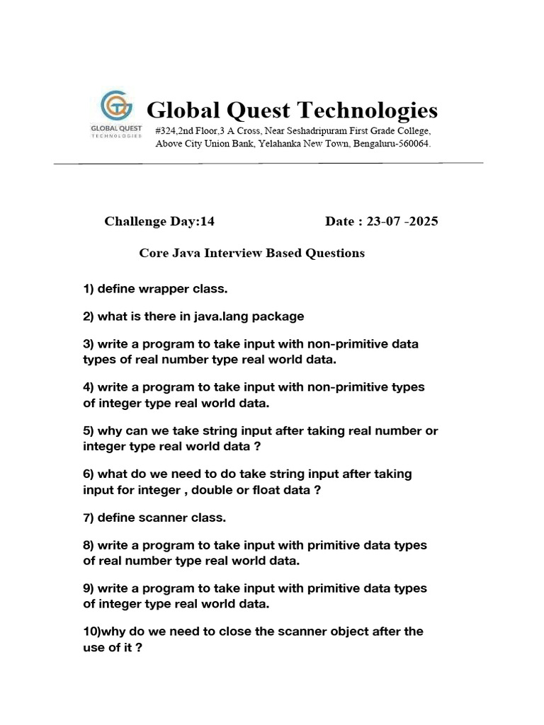Day 14 Challenges | PDF