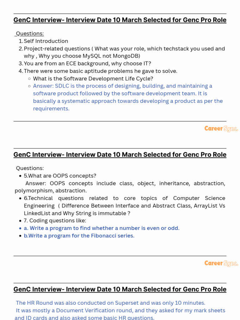 Cognizant GenC Interview Insights | PDF | Databases | Method (Computer ...