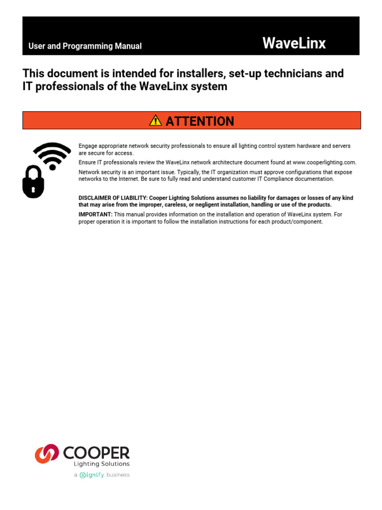 WaveLinx User Manual for Installers | PDF | Mobile App | Computer Network