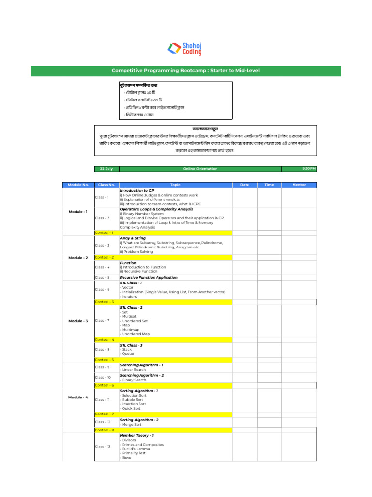 Competitive Programming Bootcamp Guide | PDF | Prime Number | Discrete ...