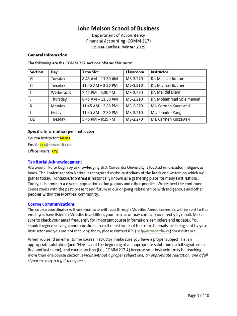 Financial Accounting Course Outline 2025 | PDF | Taxes | Simulation