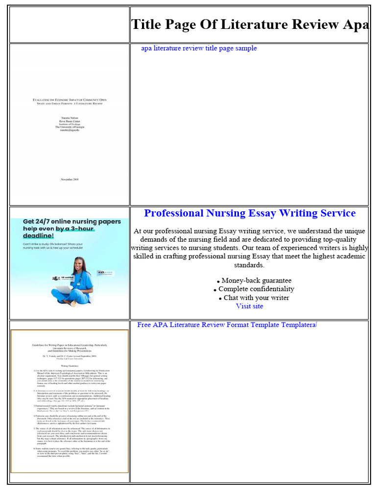 APA TITLE PAGE LITERATURE REVIEW visual data 3