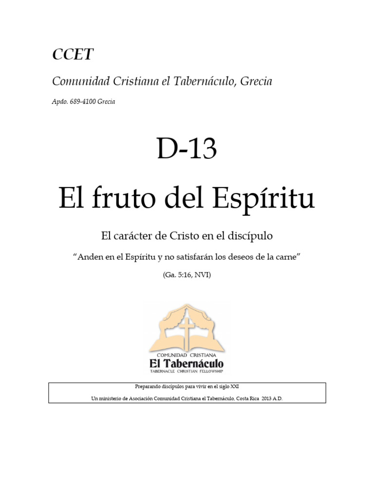 Fruto del Espíritu en el Discipulado | PDF | Fruto Del Espiritu Santo ...