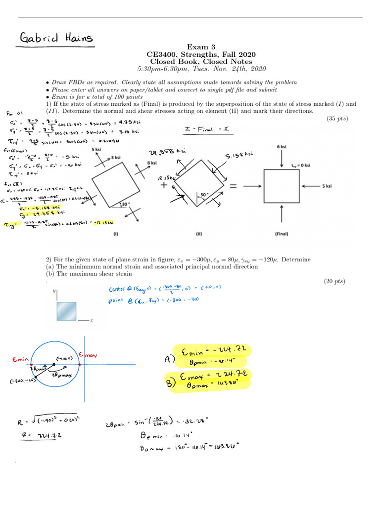 CE3400 Exam - 3 - Fall - 2020 | PDF | Applied And Interdisciplinary ...