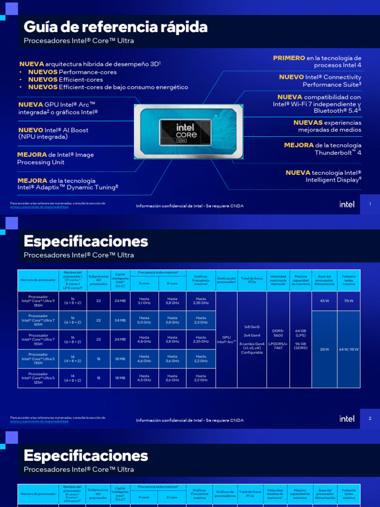 Guía de Procesadores Intel® Core™Ultra | PDF | Microprocesador | Intel