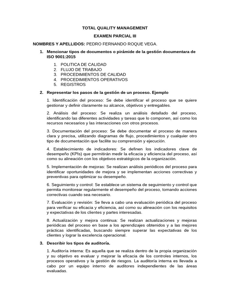 Gestión de Calidad y Auditorías ISO 9001 | PDF | Auditoría | Calidad ...