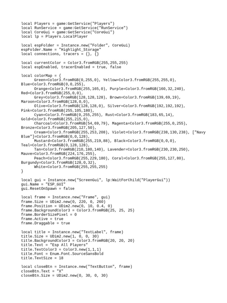Roblox Player ESP Script Guide | PDF