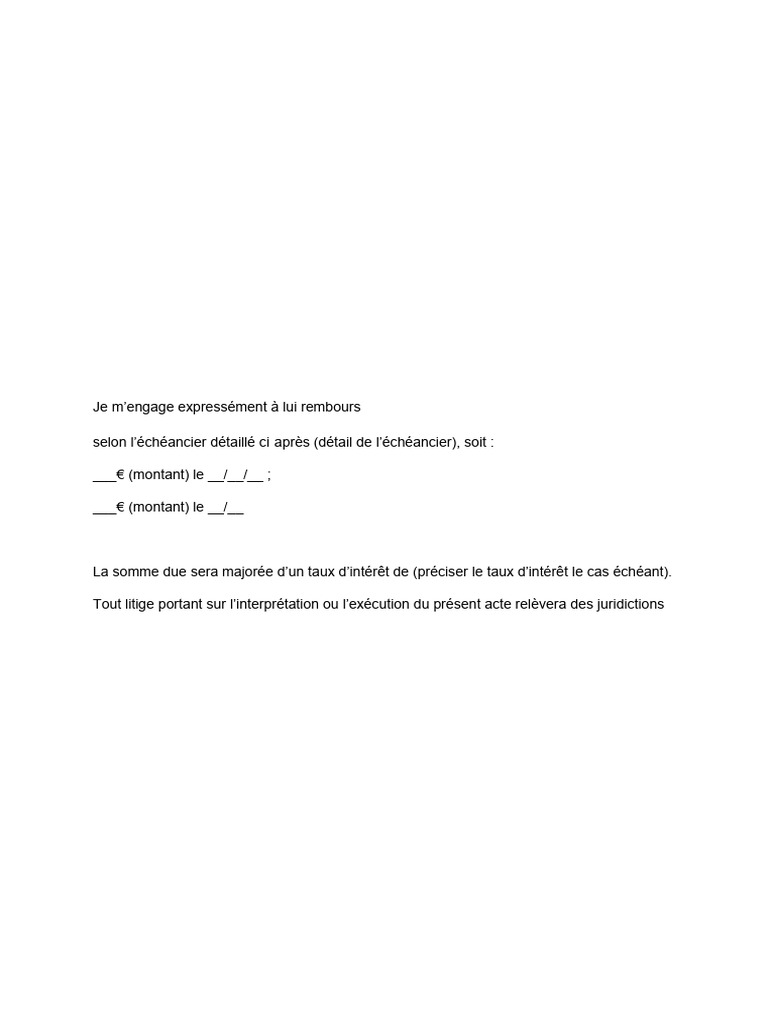 Modèle de reconnaissance de dette | PDF